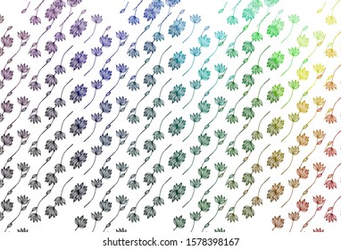 Light Multicolor, Rainbow vector sketch backdrop. An elegant bright illustration with leaves in Natural style. Completely new design for your business.