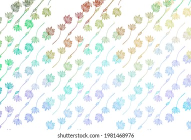 Light Multicolor, Rainbow vector sketch layout. Brand new colorful illustration in modern style with leaves. The best blurred design for your business.