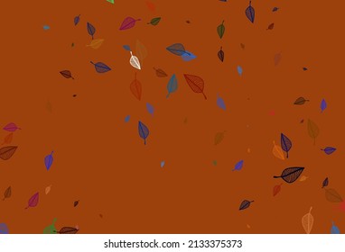 Light Multicolor, Rainbow vector sketch backdrop. New colorful illustration in doodle style with leaves. Brand new design for your business.