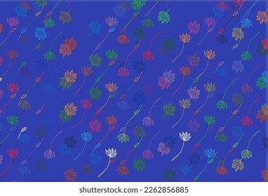 Light Multicolor, Rainbow vector sketch pattern. Smart decorative design in natural style with leaves. Hand painted design for web, leaflet, textile.