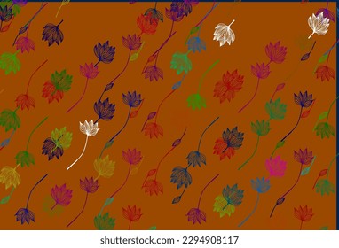 Light Multicolor, Rainbow vector sketch texture. A vague abstract illustration with leaves in doodles style. Pattern for coloring books and pages for kids.
