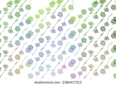 Light Multicolor, Rainbow vector sketch layout. A vague abstract illustration with leaves in doodles style. The textured pattern for website.