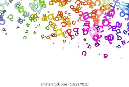 Light Multicolor, Rainbow vector template with isolated letters. Abstract illustration with colored latin alphabet. Template can be used as a background for ads of typography.