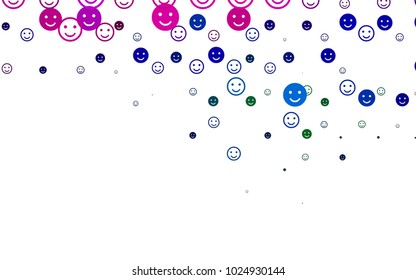 Light Multicolor, Rainbow vector template with sweet snacks. Beautiful colored illustration with smiles in simple style. Template for cheerful greeting postcards.