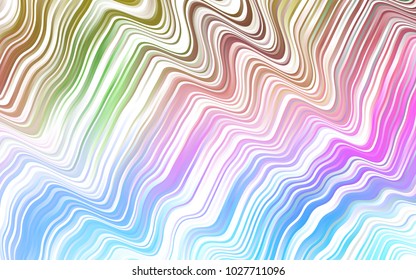 Light Multicolor, Rainbow vector template with bent lines. Shining illustration, which consist of blurred lines, circles. Textured wave pattern for backgrounds.
