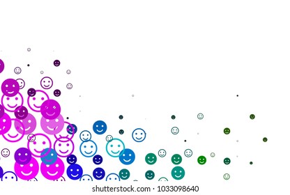 Light Multicolor, Rainbow vector template with sweet snacks. Colorful gradient Smiles on white background. Pattern for carnival, festival fun leaflets.