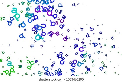 Light Multicolor, Rainbow vector template with isolated letters. Shining colorful illustration with isolated letters. Smart design for your business advert of university.