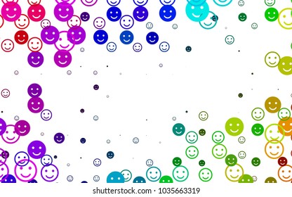 Light Multicolor, Rainbow vector template with sweet snacks. Decorative shining illustration with smiles on white template. Pattern for ad, booklets, leaflets of celebrations.