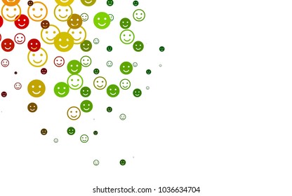 Light Multicolor, Rainbow vector template with sweet snacks. Beautiful colored illustration with smiles in simple style. Design for positive ad, poster, banner.