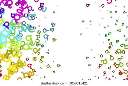 Light Multicolor, Rainbow vector template with isolated letters. Shining illustration with ABC symbols on abstract template. Best design for your ad, poster, banner of college.