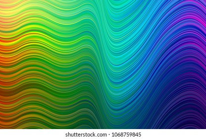 Light Multicolor, Rainbow vector template with bent ribbons. Glitter abstract illustration with wry lines. The template for cell phone backgrounds.