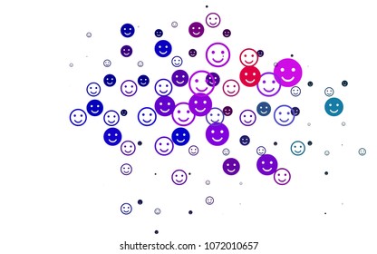 Light Multicolor, Rainbow vector template with sweet snacks. Glitter abstract sketch with smiley, icons. Pattern for parties, gifts, congratulations.