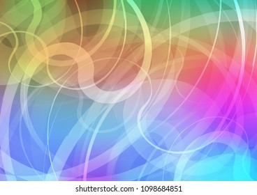 Light Multicolor, Rainbow vector template with bent lines. Creative illustration in halftone marble style with gradient. The template for cell phone backgrounds.