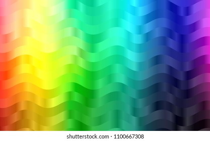 Light Multicolor, Rainbow vector template with lines, ovals. A sample with blurred bubble shapes. Textured wave pattern for backgrounds.