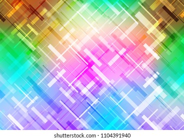 Light Multicolor, Rainbow vector template with repeated sticks. Lines on blurred abstract background with gradient. The template can be used as a background.