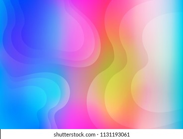 Light Multicolor, Rainbow vector template with bent ribbons. A sample with blurred bubble shapes. Marble style for your business design.