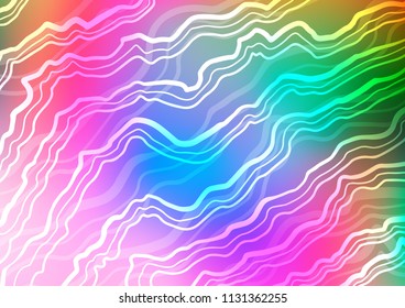 Light Multicolor, Rainbow vector template with lines, ovals. A vague circumflex abstract illustration with gradient. Brand new design for your ads, poster, banner.