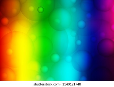 Light Multicolor, Rainbow vector template with circles. Glitter abstract illustration with blurred drops of rain. The pattern can be used for beautiful websites.
