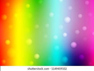 Light Multicolor, Rainbow vector template with circles. Glitter abstract illustration with blurred drops of rain. Pattern can be used as texture of water, rain drops.