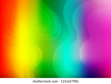 Light Multicolor, Rainbow vector template with bent lines. Creative geometric illustration in marble style with gradient. The template for cell phone backgrounds.