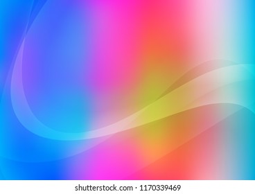 Light Multicolor, Rainbow vector template with lines, ovals. Blurred geometric sample with gradient bubbles.  A new texture for your  ad, booklets, leaflets.