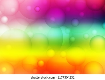 Light Multicolor, Rainbow vector template with circles. Blurred decorative design in abstract style with bubbles. Completely new template for your brand book.