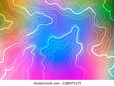 Light Multicolor, Rainbow vector template with bent lines. Colorful illustration in abstract marble style with gradient. Pattern for your business design.