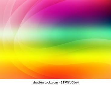 Light Multicolor, Rainbow vector template with bent lines. Blurred geometric sample with gradient bubbles.  The elegant pattern for brand book.