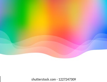 Light Multicolor, Rainbow vector template with bent lines. Blurred geometric sample with gradient bubbles.  Brand new design for your ads, poster, banner.