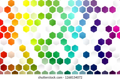 Light Multicolor, Rainbow vector template in hexagonal style. Illustration with set of colorful hexagons. Pattern can be used for landing pages.