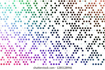 Light Multicolor, Rainbow vector template in hexagonal style. Glitter abstract illustration in hexagonal style. Pattern for ads, leaflets.