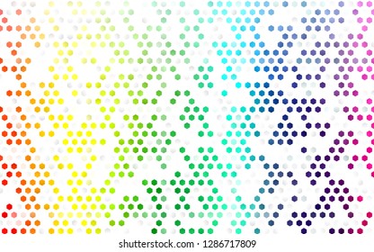 Light Multicolor, Rainbow vector template in hexagonal style. Glitter abstract illustration in hexagonal style. Pattern can for your ad, booklets.