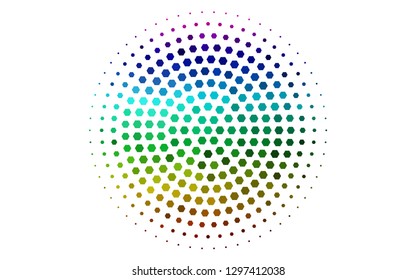 Light Multicolor, Rainbow vector template in hexagonal style. Illustration of colored hexagons on white surface. New design for website's poster, banner.