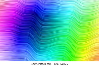 Light Multicolor, Rainbow vector template with bent lines. A vague circumflex abstract illustration with gradient. A new texture for your  ad, booklets, leaflets.