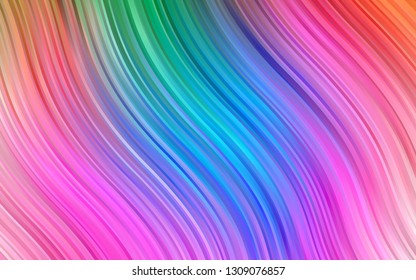 Light Multicolor, Rainbow vector template with bent lines. Glitter abstract illustration with wry lines. New composition for your brand book.