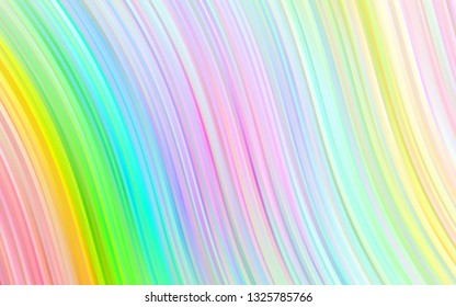 Light Multicolor, Rainbow vector template with bent lines. Shining illustration, which consist of blurred lines, circles. The template for cell phone backgrounds.