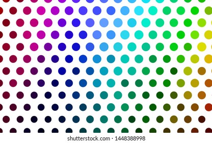 Light Multicolor, Rainbow vector template with circles. Beautiful colored illustration with blurred circles in nature style. Pattern for ads, booklets.