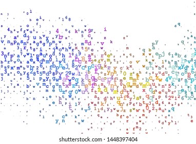 Light Multicolor, Rainbow vector template with isolated letters. Abstract illustration with colored latin alphabet. Best design for your ad, poster, banner of college.
