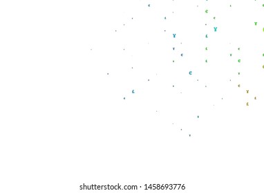 Light Multicolor, Rainbow vector template with EUR, JPY, GBP. Abstract illustration with colored financial digital symbols. Smart design for your business advert of economic, wealth.
