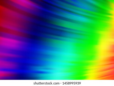 Light Multicolor, Rainbow vector template with lines, ovals. Glitter abstract illustration with wry lines. Pattern for your business design.