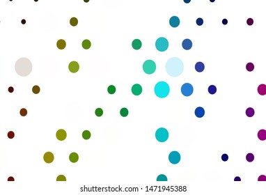 Light Multicolor, Rainbow vector template with circles. Modern abstract illustration with colorful water drops. Pattern of water, rain drops.