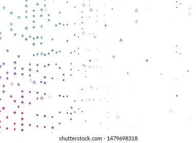 Light Multicolor, Rainbow vector template with poker symbols. Shining illustration with hearts, spades, clubs, diamonds. Pattern for ads of parties, events in Vegas.