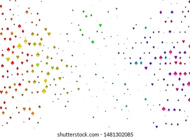 Light Multicolor, Rainbow vector template with poker symbols. Blurred decorative design of hearts, spades, clubs, diamonds. Pattern for leaflets of poker games, events.