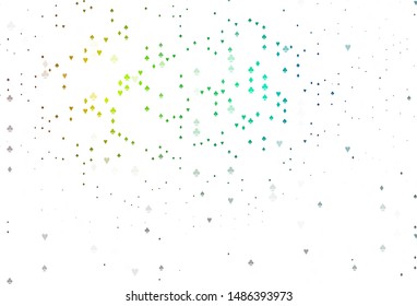 Light Multicolor, Rainbow vector template with poker symbols. Colorful gradient with signs of hearts, spades, clubs, diamonds. Pattern for leaflets of poker games, events.