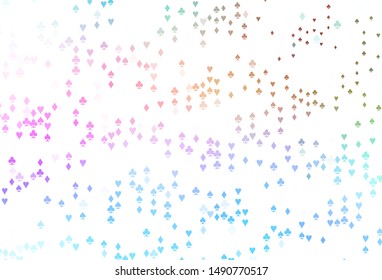 Light Multicolor, Rainbow vector template with poker symbols. Colored illustration with hearts, spades, clubs, diamonds. Design for ad, poster, banner of gambling websites.