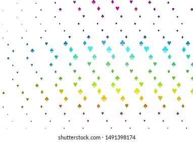 Light Multicolor, Rainbow vector template with poker symbols. Shining illustration with hearts, spades, clubs, diamonds. Pattern for leaflets of poker games, events.