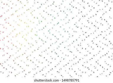 Light Multicolor, Rainbow vector template with musical symbols. Decorative design in abstract style with music shapes. Template for fasion magazines.