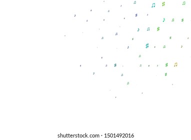 Light Multicolor, Rainbow vector template with musical symbols. Isolated colorful music keys on abstract background. Modern design for wallpapers.