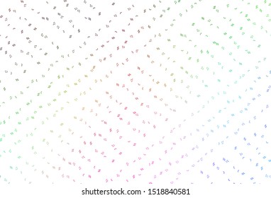 Light Multicolor, Rainbow vector template with musical symbols. Abstract illustration with colorful symbols of melody. Template for fasion magazines.