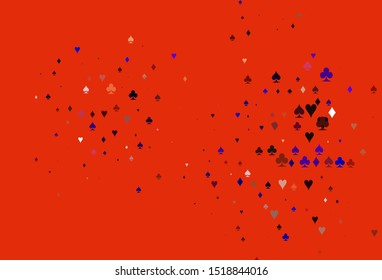 Light Multicolor, Rainbow vector template with poker symbols. Blurred decorative design of hearts, spades, clubs, diamonds. Smart design for your business advert of casinos.